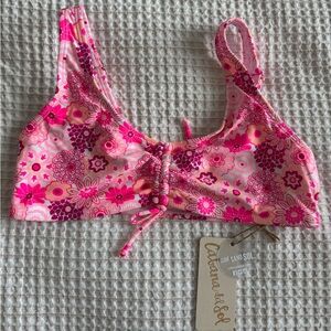 Casaana de Sol Pink Floral Drawstring Bikini Top